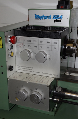 control Myford 254 PLUS lathe for sale. D1-3 Camlock