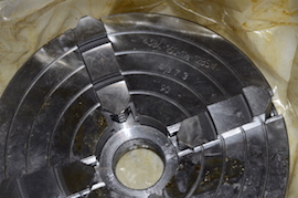 side New Toolmex byson 4 jaw 6" independent chuck lathe chuck Myford for sale.