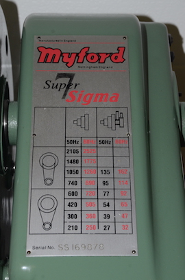 cover3 Myford Super 7 Sigma lathe for sale
