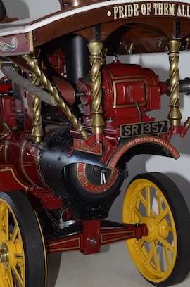 front Exhibition 2" Burrell Showmans live steam traction engine for sale.
