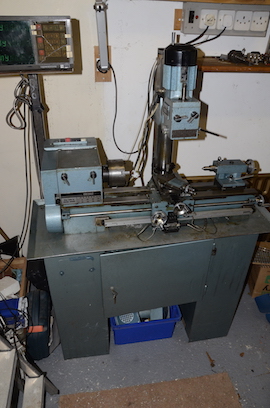 front2 Emcomat 7 Emco lathe with milling column head attachment for sale