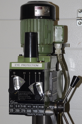 speeds view Emco FB2 U2 vertical milling machine for sale