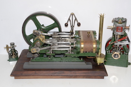 Large vintage antique horizontal twin live steam mill engine for sale