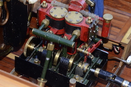 front view live steam launch professional boiler vertical twin reversing engine for sale