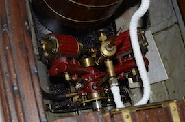 eng2 1920s Antique gas fired Windermere Live steam launch with Cheddar vertical boiler pelican V twin engine for sale