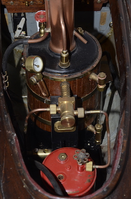boiler 1920s Antique gas fired Windermere Live steam launch with Cheddar vertical boiler pelican V twin engine for sale