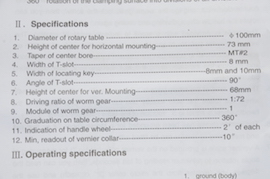 spec 4" 100mm rotary table dividing indexing tailstock milling machine for sale